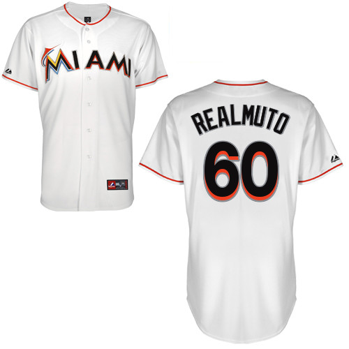 J-T Realmuto #60 Youth Baseball Jersey-Miami Marlins Authentic Home White Cool Base MLB Jersey